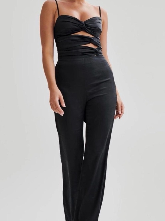 Meshki Pants - MESHKI Elina Satin Twisted Cutout Jumpsuit